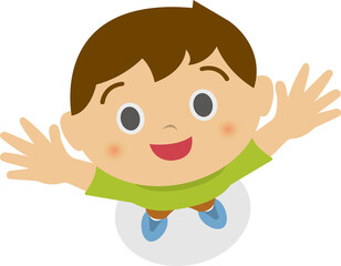 a boy looking up into the sky. cartoon illustration (png)