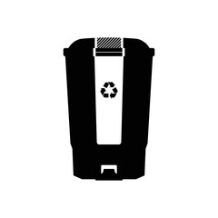 Recycle Bin Silhouette. Black and White Icon Design Elements on Isolated White Background