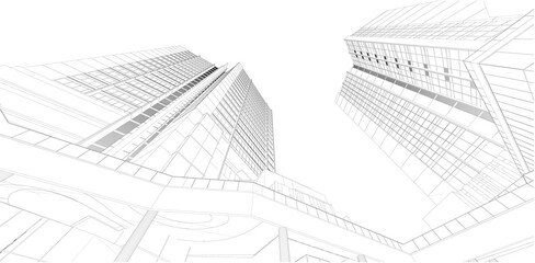 Fototapeta premium 3d wireframe of building. sketch design.Vector