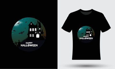 Modern trendy t-shirt design with happy halloween illustration