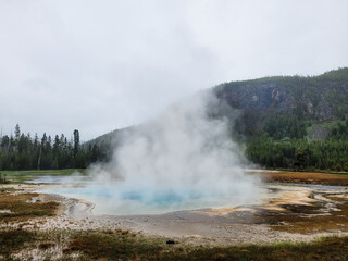 Blue hot spring in Yellowstone