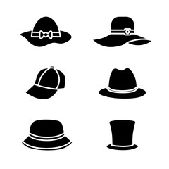black and white illustration design hat icon set