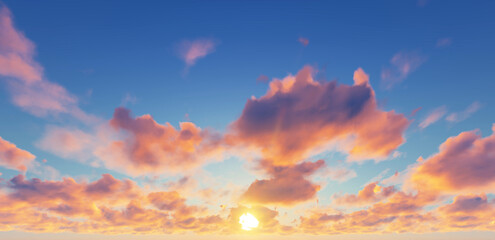 panorama of clouds. Sunset