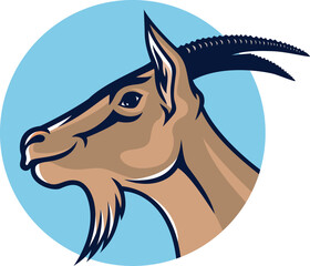 Illustration of Goat Head with Circle Background. Logo Template Design