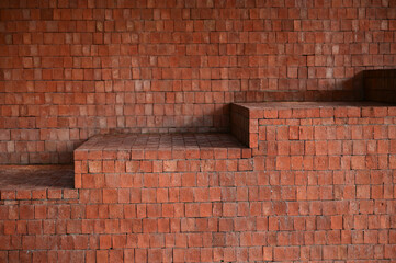 brown brick wall with staircase, construction design