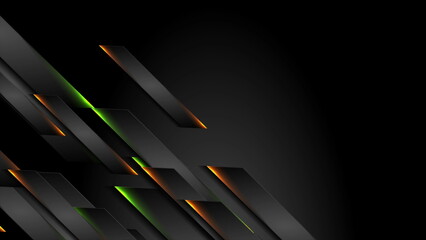 Futuristic black technology background with neon lines