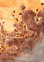 Light brown and dark brown watercolor background for decoration on coffee, clay and historical concept.