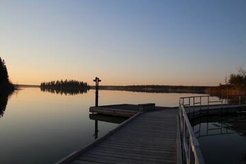 Obraz premium Sunset On The Boardwalk, Elk Island National Park, Alberta