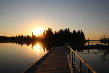 Fototapeta premium Sunset Down The Boardwalk, Elk Island National Park, Alberta