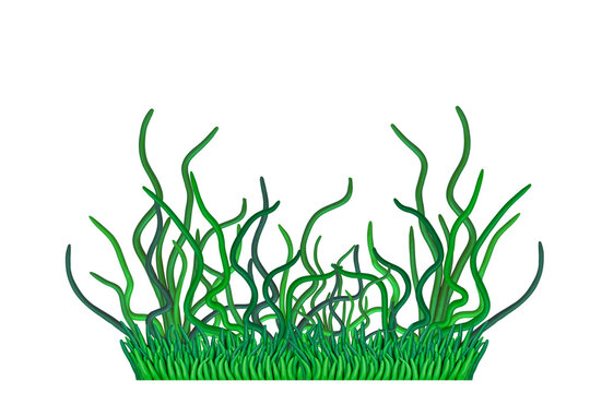 green grass made from plasticine on white background