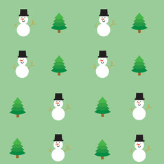 snowman wearing black hat and Christmas tree