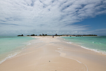 Fototapeta na wymiar Tropical white beach in the caribbean sea (Cayo de Agua, Los Roques Archipelago, Venezuela).