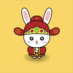 kawaii cute year of the rabbit vector design illustration line art