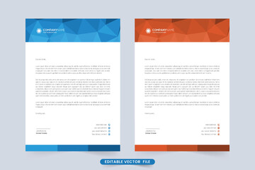 Letterhead Blue, Red, Orange and Green Color Template Design