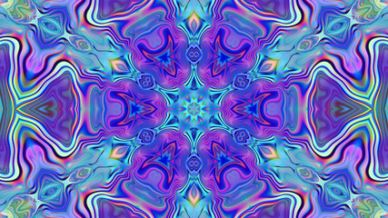 Abstract textured luminous multicolored Kaleidoscope mandala