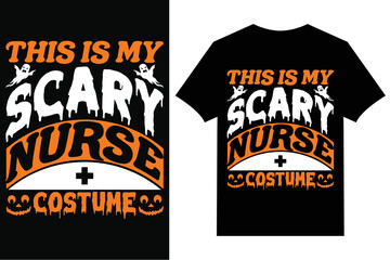 Obraz premium Halloween Nurse Typographic T-Shirt Design Vector
