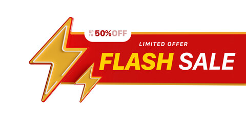 3d render colorful red flash sale badge banner