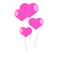 Fototapeta na wymiar vector graphic design of pink heart shape balloon flying upwards.