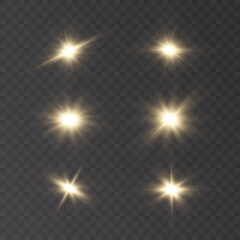 Flash of light, a star on a transparent background.Sun, summer. light sunlight png. Light burst of light png. vector	
