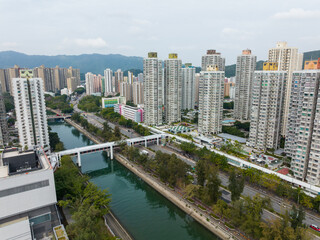 Fototapeta na wymiar Taipo, Hong Kong Top view of Hong Kong city