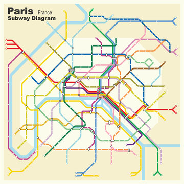 Layered editable vector illustration of the subway diagram of Paris,France.