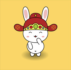Fototapeta na wymiar kawaii cute year of the rabbit vector design illustration line art