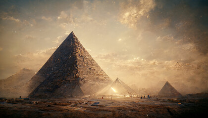Fototapeta na wymiar pyramids of giza artistic rendition