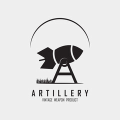 creative cannon, cannon ball, and artillery vintage logo with slogan template