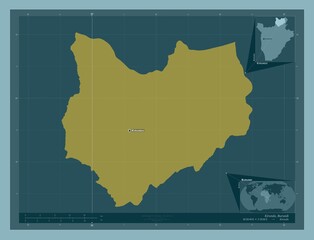 Kirundo, Burundi. Solid. Labelled points of cities