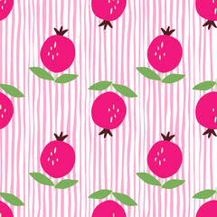 Seamless pattern with pomegranate fruit. Botanical fruits wallpaper.