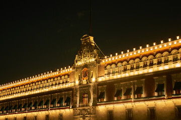 Obraz na płótnie Canvas Mexico City Government Building at night.