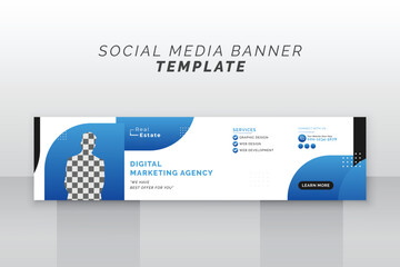 Modern digital marketing agency organic wavy shapes linkedin social media cover web banner design.