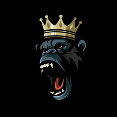 King gorilla kong roaring mascot logo © Artchilles