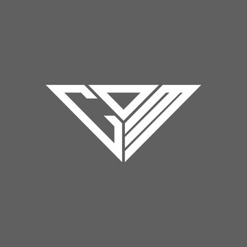COM letter logo creative design with vector graphic, COM simple and modern logo in triangle shape.