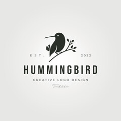 hummingbird logo vector icon symbol illustration design, little bird silhouette logo design © linimasa