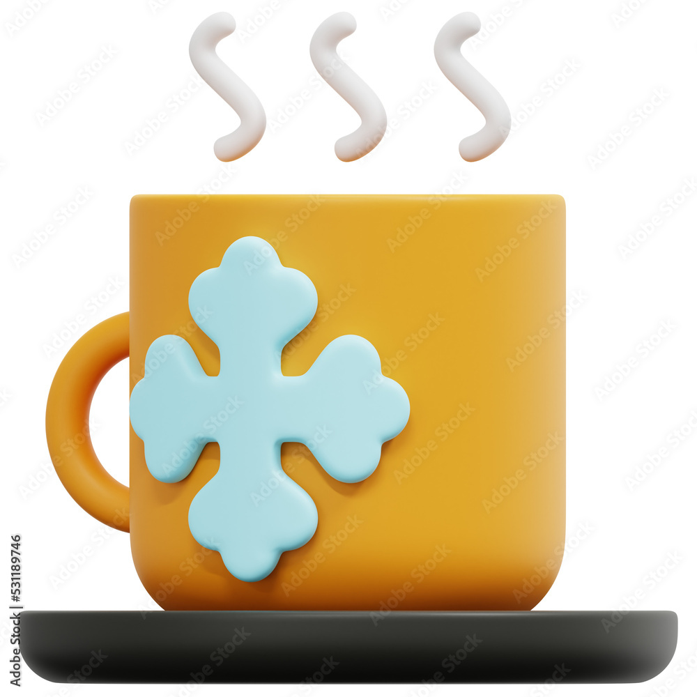 Sticker hot chocolate 3d render icon illustration