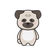 Cute pug dog mascot cartoon icon logo clip art illustration