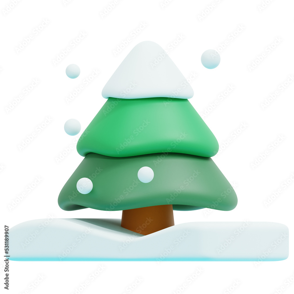 Wall mural pine tree 3d render icon illustration