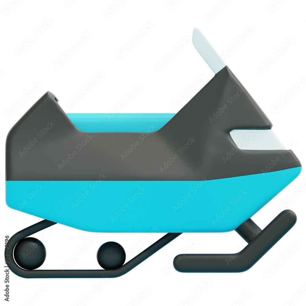 Wall mural snowmobile 3d render icon illustration