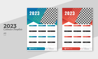 Colorful creative business 12 month 2023 wall calendar design template