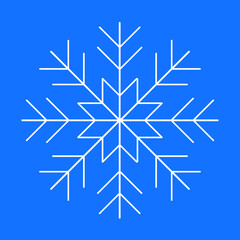 a white snowflake on a blue background is isolated
