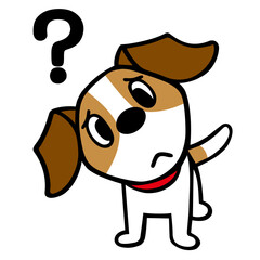 Naklejka premium ジャックラッセルテリア犬 首を傾げてはてなマーク