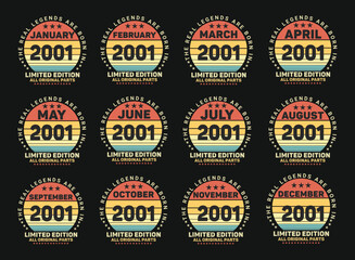 The Real Legends Are Born In 2001 Birthday Quotes Bundle, Birthday gifts for women or men, Vintage birthday shirts for wives or husbands, anniversary T-shirts for sisters or brother