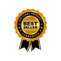 Best seller gold label on a png background design