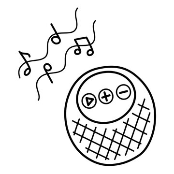 black speaker with music notes clip art preview