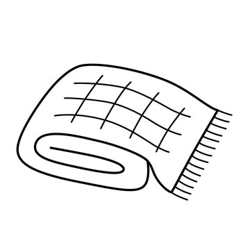recommend clip art: Woolen blanket icon, doodle illustration of folded towel or blanket, cozy home concept, hygge item vector icon, isolated outline clipart on white background