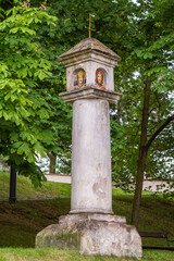 Ancient stone structure in garden in Prague, Czech Republic, Bohemia, Europe