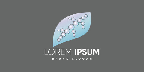 leaf chiropractic bubble logo with modern style premium vector