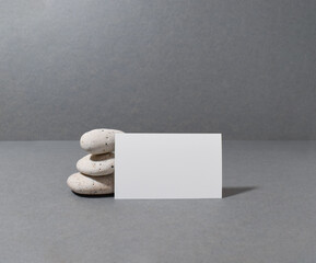 Blank card with stack of stones.