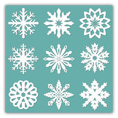 set of snowflakes for christmas decor